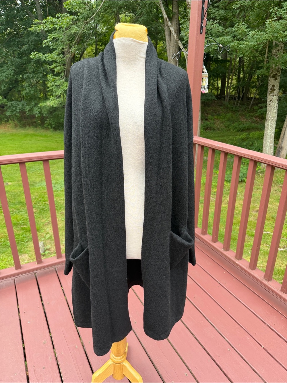 New! Loft XL black long open front cardigan with pockets.